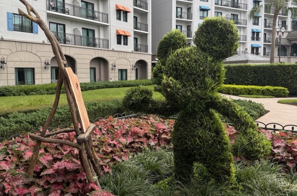 A Mickey topiary at Disney's Riviera Resort